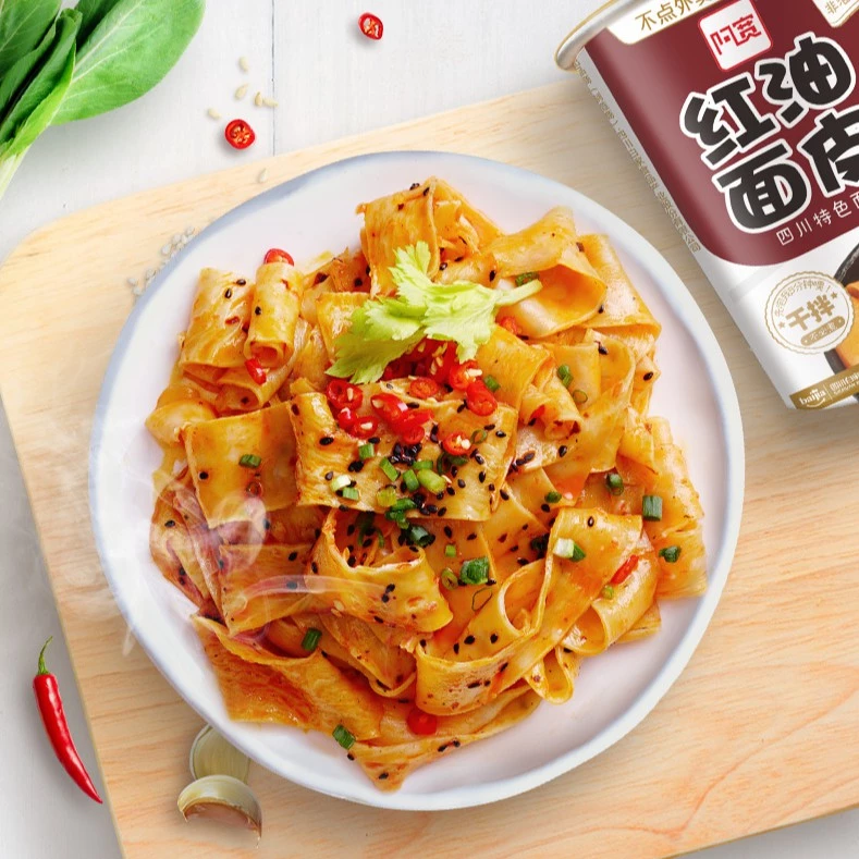 AH KUAN Hot & Spicy Red Oil Broad Noodle 阿宽红油面皮 桶装 - Image 11